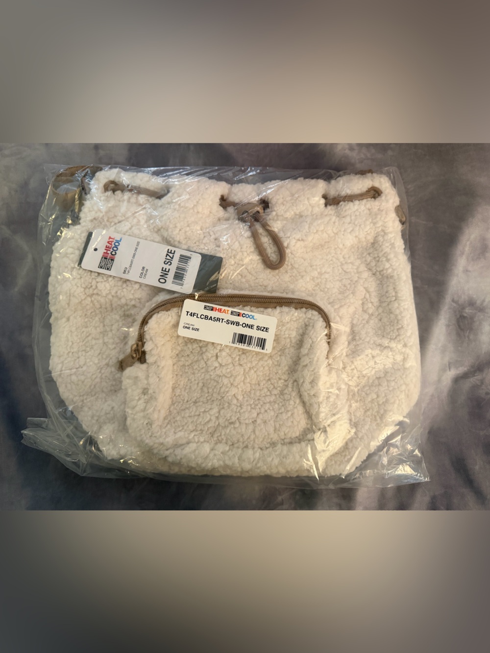 32 Degrees Cozy Sherpa Drawstring Backpack - White